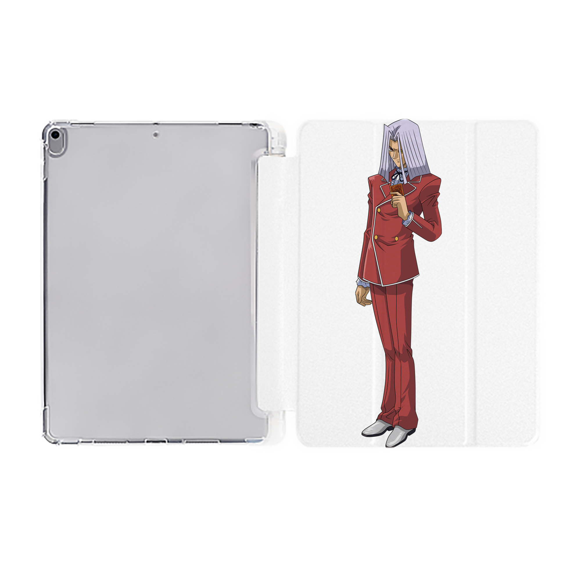 （画像用） 遊☆戯☆王 Yu-Gi-Oh! IPad ケース ペン収納付き 三つ折りスタンド PUレザー×シリコン 対応機種9.5/10.5/10.9インチ
